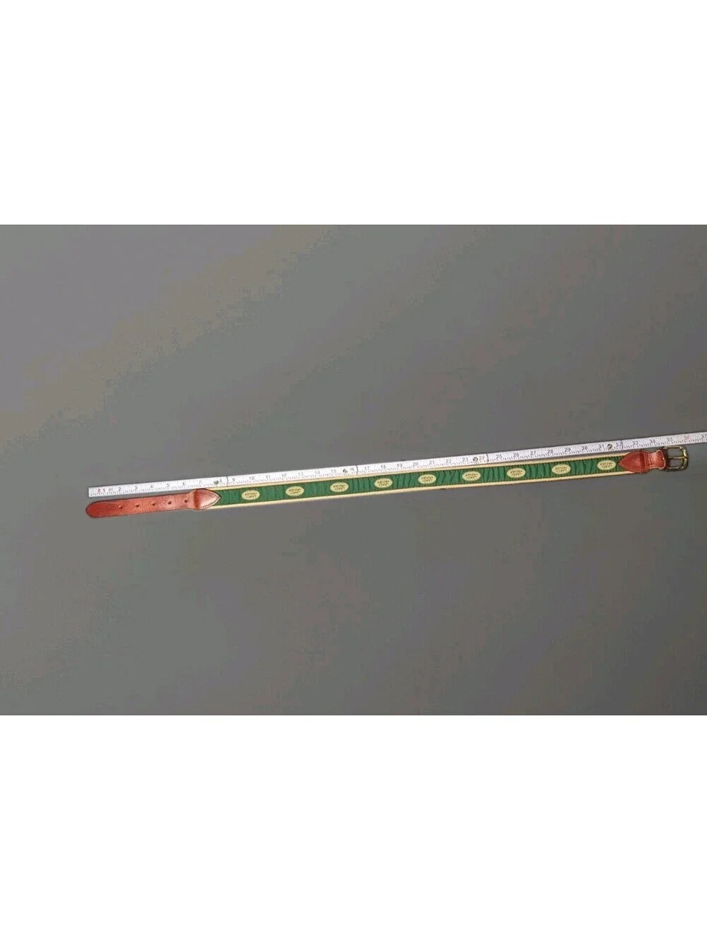 Cape Code Line Belt Leather Brass Small Land Rover Green
